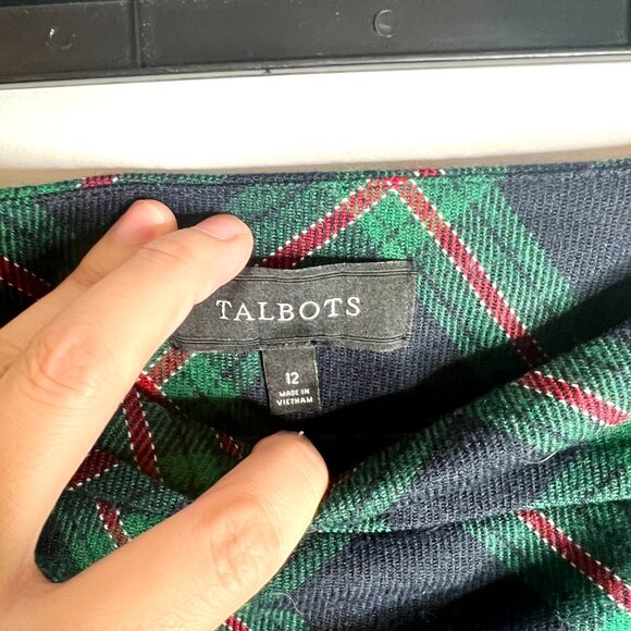 Talbots Tartan Wool Blend Tartan Festive Plaid Lined A-Line Party Skirt Sz 12 - Picture 4 of 4